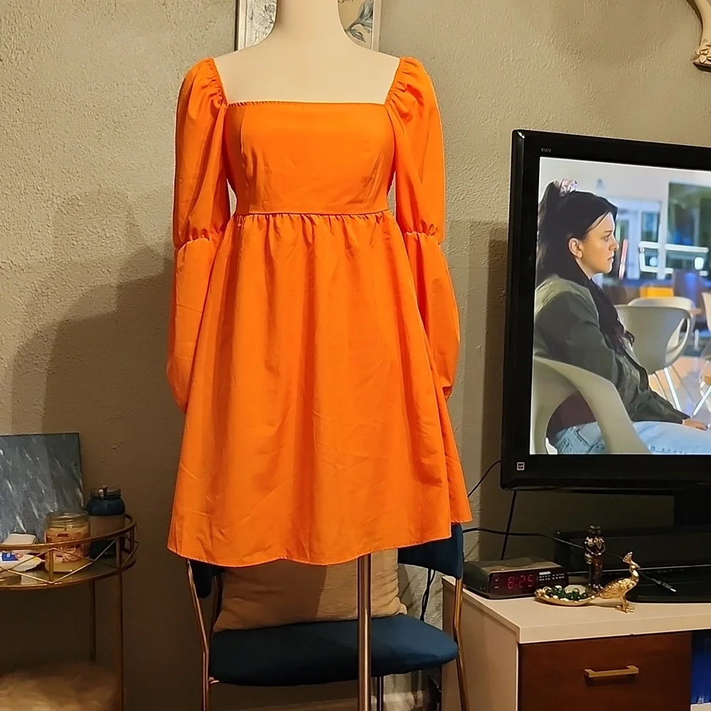 Exlura NWT Boho Peasant Dress Coral Like Color Sz. Small - Picture 3 of 15